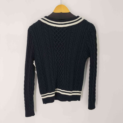 フレッドペリー FRED PERRY 刺繍ロゴ Vネック ケーブル編み チルデンニット レディース 8