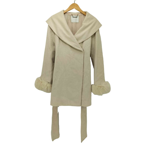 セシルマクビー CECIL McBEE 袖フォックスファー ウール混 ビックカラー ベルテッド コート レディース JPN:M