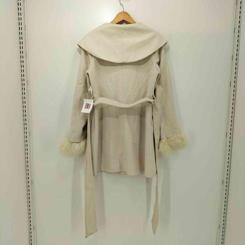 セシルマクビー CECIL McBEE 袖フォックスファー ウール混 ビックカラー ベルテッド コート レディース JPN:M