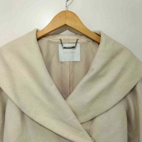 セシルマクビー CECIL McBEE 袖フォックスファー ウール混 ビックカラー ベルテッド コート レディース JPN:M