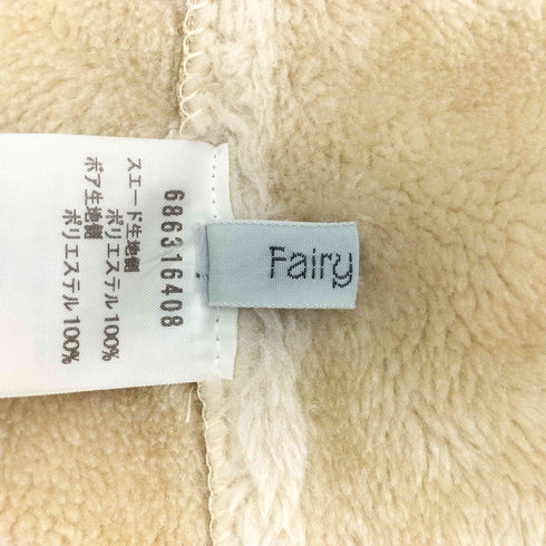 フェイクスエード 裏地ボア ノーカラー ジップアップ コート レディース