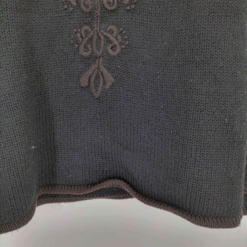 刺繍デザインクルーネックニット レディース
