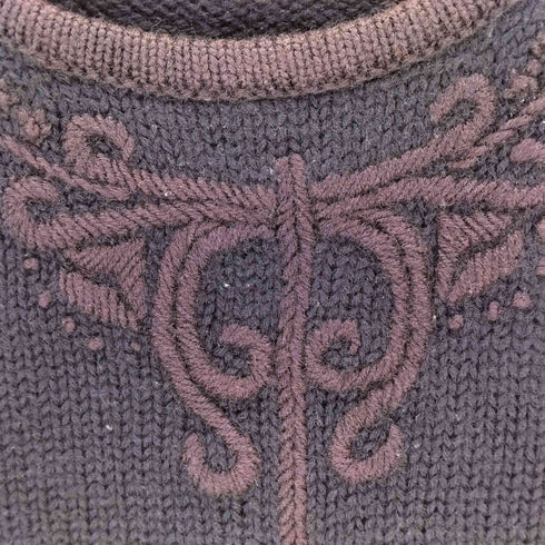 刺繍デザインクルーネックニット レディース