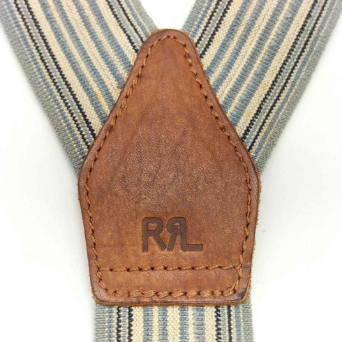 ダブルアールエルラルフローレン RRL RALPH LAUREN レザー ストライプ サスペンダー メンズ