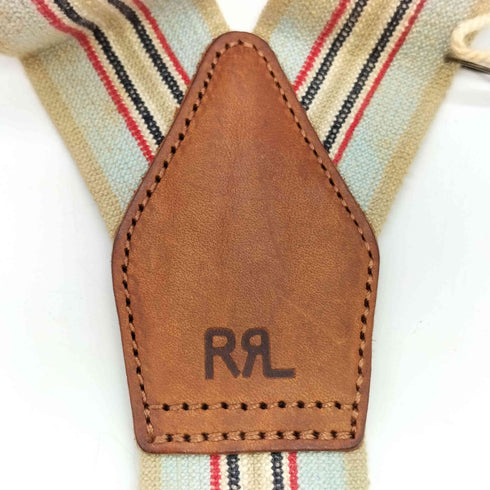 ダブルアールエルラルフローレン RRL RALPH LAUREN レザー ストライプ サスペンダー メンズ