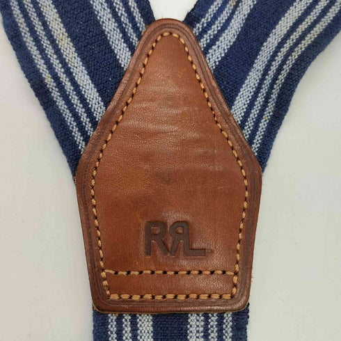 ダブルアールエルラルフローレン RRL RALPH LAUREN レザー ストライプ サスペンダー メンズ