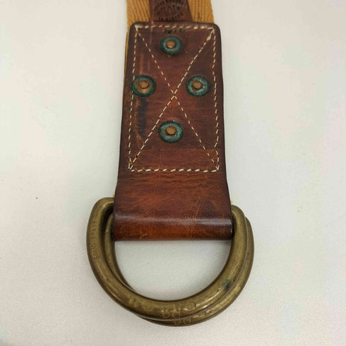 ダブルアールエルラルフローレン RRL RALPH LAUREN イタリア製 レザー キャンバス ダブル リング バックル ベルト メンズ 28