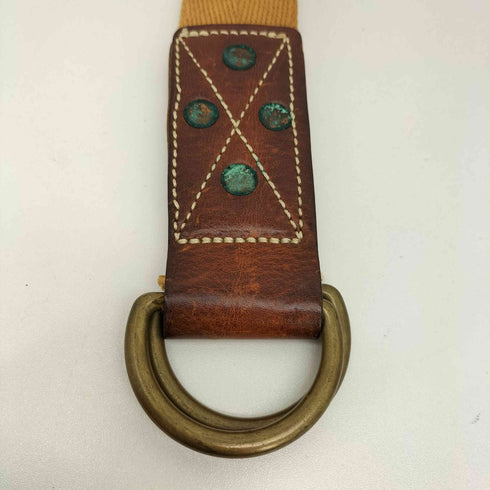 ダブルアールエルラルフローレン RRL RALPH LAUREN イタリア製 レザー キャンバス ダブル リング バックル ベルト メンズ 28