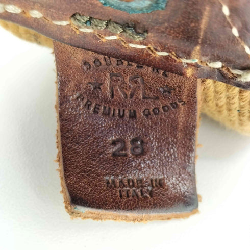 ダブルアールエルラルフローレン RRL RALPH LAUREN イタリア製 レザー キャンバス ダブル リング バックル ベルト メンズ 28