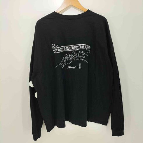 HAOMING 両面 刺繍 デザイン L/S クルーネック Tシャツ メンズ JPN:XL