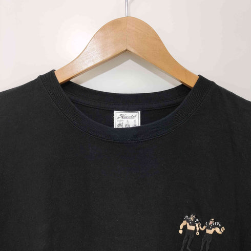 HAOMING 両面 刺繍 デザイン L/S クルーネック Tシャツ メンズ JPN:XL