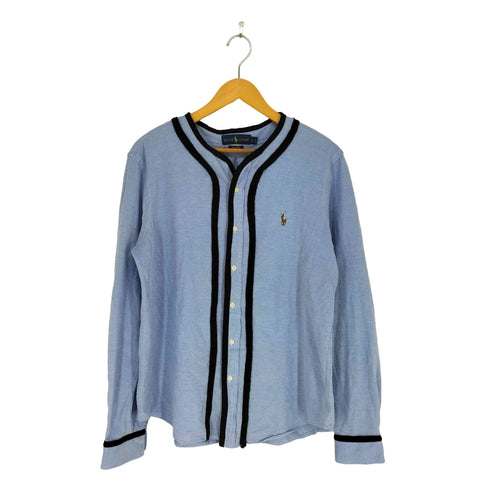 ラルフローレン RALPH LAUREN KNIT OXFORD ポニー刺繍 ベースボールシャツ メンズ L