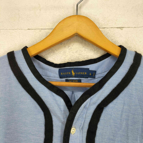 ラルフローレン RALPH LAUREN KNIT OXFORD ポニー刺繍 ベースボールシャツ メンズ L