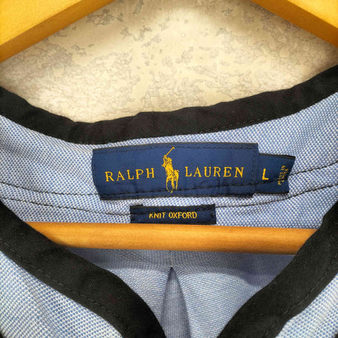 ラルフローレン RALPH LAUREN KNIT OXFORD ポニー刺繍 ベースボールシャツ メンズ L