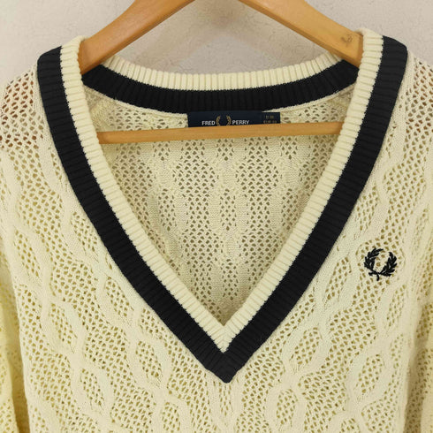 フレッドペリー FRED PERRY Open-Knit V-Neck Jumper レディース UK:10