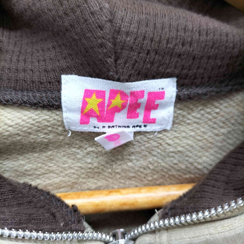 アベイシングエイプ A BATHING APE Y2K 裏地サーマル 刺繍ロゴ フルジップアップ チビパーカー レディース TALL