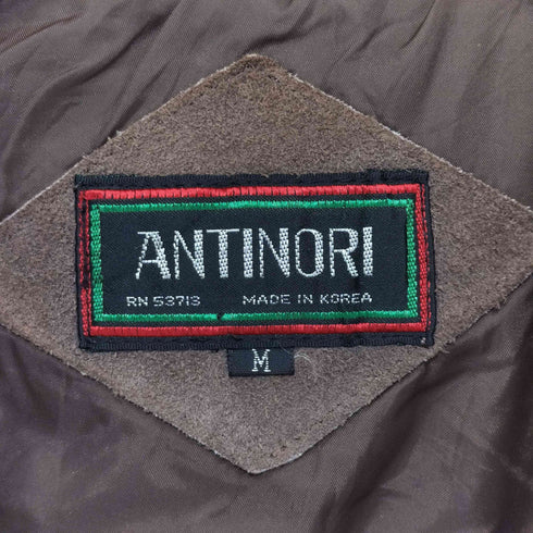 ANTINORI レザーニット切替 エルボーパッチ ジップアップジャケット メンズ