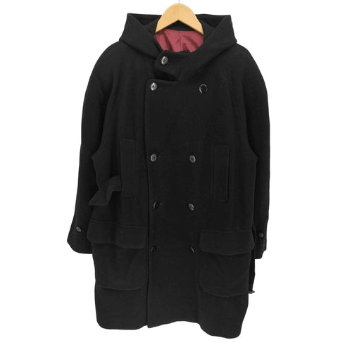 コムサデモード COMME CA DU MODE 90S TETSU 裏地 サテン ウール ロング フーディ Pコート メンズ