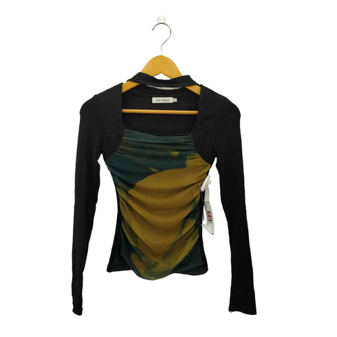 ROEY WANG デコルテオープン シアーメッシュ カットソー レディース XS