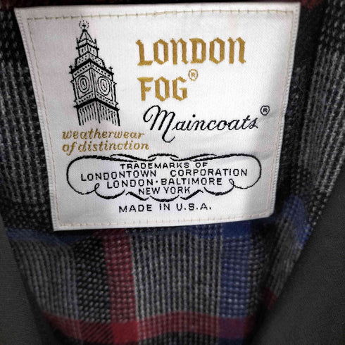 ロンドンフォグ LONDON FOG 80S USA製 ライナーマドラスチェック 65/35ポリコットン ミディアム丈 トレンチコート レディース UK:6