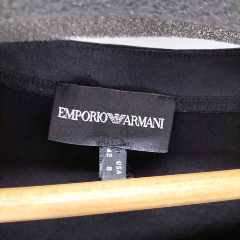 エンポリオアルマーニ EMPORIO ARMANI 裾ロゴ刺繍 レーヨン混 半袖Tシャツ レディース 42