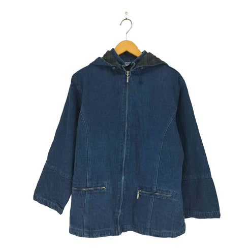 NorthStyle 裏地チェックデニムジップジャケット メンズ L