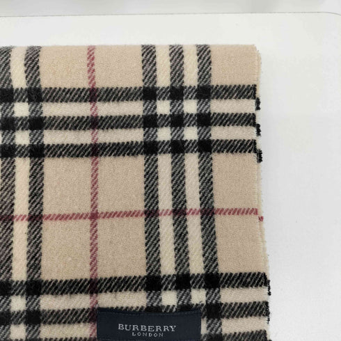 バーバリーロンドン BURBERRY LONDON ロゴ刺繍 ノバチェック フリンジ 大判マフラー レディース