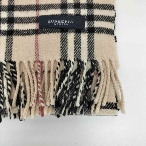 バーバリーロンドン BURBERRY LONDON ロゴ刺繍 ノバチェック フリンジ 大判マフラー レディース