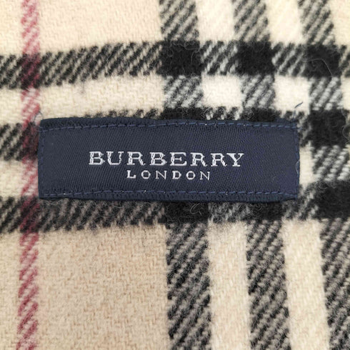 バーバリーロンドン BURBERRY LONDON ロゴ刺繍 ノバチェック フリンジ 大判マフラー レディース