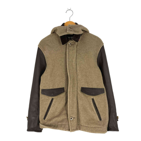 HETEROQROM 襟コーデュロイ アームカウレザー シャギー フーデッドブルゾン メンズ JPN:S