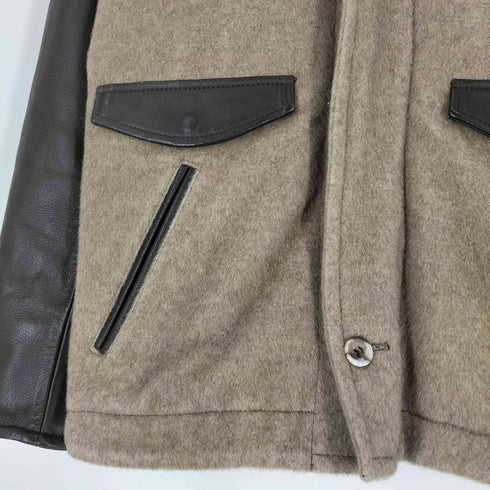 HETEROQROM 襟コーデュロイ アームカウレザー シャギー フーデッドブルゾン メンズ JPN:S