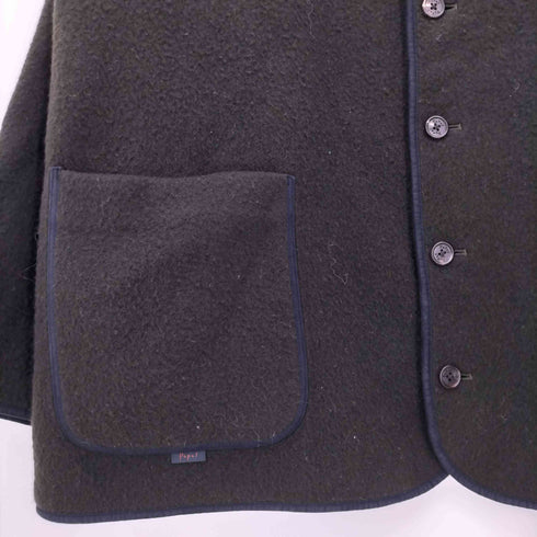 パパス papas ウールナイロン 裏地チェック ハーフステンカラーコート メンズ LL