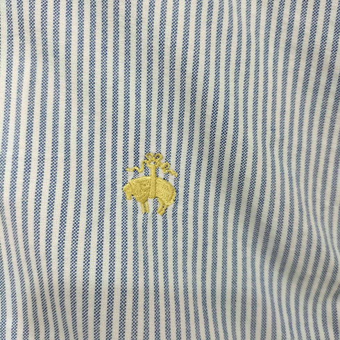 ブルックスブラザーズ BROOKS BROTHERS ストライプ柄 ゴールデンフリース刺繍 ロングスリーブボタンダウンシャツ メンズ import:M