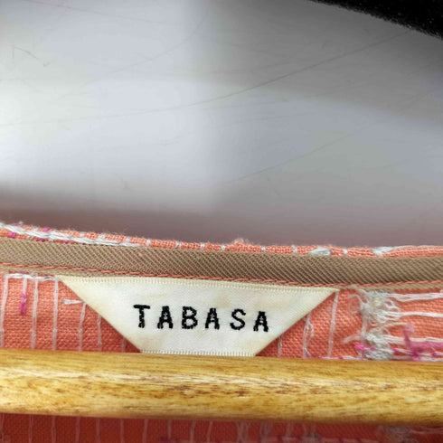 タバサ TABASA フレンチスリーブ リネン刺し子ワンピース レディース 36