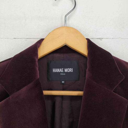 ハナエモリ HANAE MORI Deux ベロア2Bテーラードジャケット レディース 40