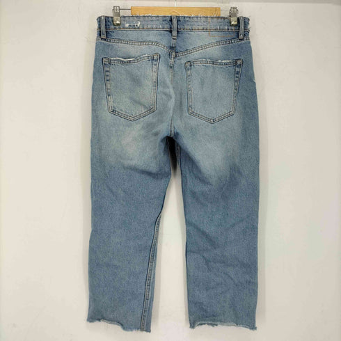 ザラ ZARA ダメージ加工 ボタンフライ ストレートデニムパンツ レディース