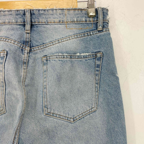 ザラ ZARA ダメージ加工 ボタンフライ ストレートデニムパンツ レディース