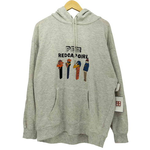 RED CAP GIRL 24SS PEZコラボ ビッグシルエット フロントプリント ロゴ刺繍 プルオーバーパーカー メンズ JPN:L