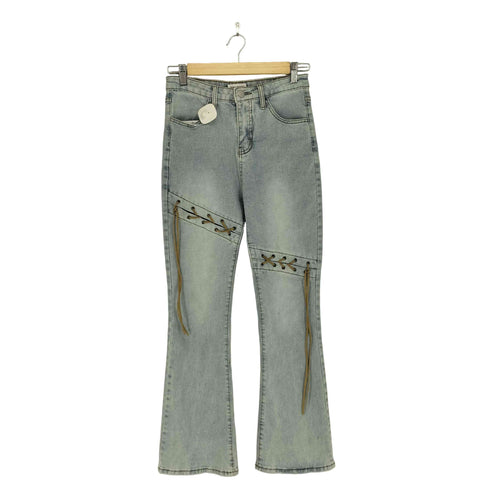 FOLLOWIN レースデザインフレアデニムパンツ Y2K レディース M
