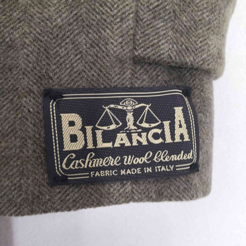 MEN’S CIRCLE カシミア混ヘリンボーン比翼ウールステンカラーコート メンズ JPN:L