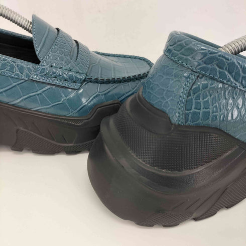 AKIKOAOKI THREE TREASURES Regulated Gravity crocodile textured pattern Blue レディース 25cm
