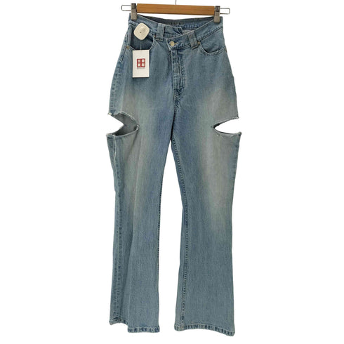 ウィルフリー willfully 22AW side notch asymmetry belt denim サイドノッチ アシンメトリー ベルト デニム パンツ レディース FREE