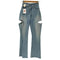 ウィルフリー willfully 22AW side notch asymmetry belt denim サイドノッチ アシンメトリー ベルト デニム パンツ レディース FREE