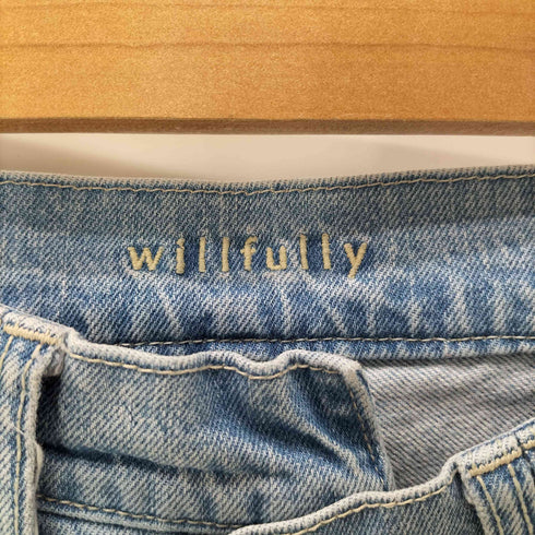 ウィルフリー willfully 22AW side notch asymmetry belt denim サイドノッチ アシンメトリー ベルト デニム パンツ レディース FREE