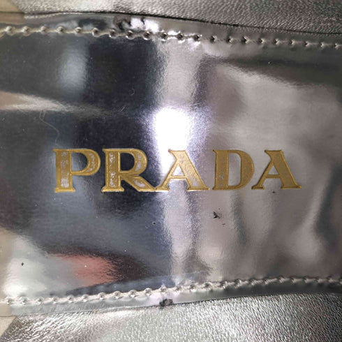 プラダ PRADA シルバー メタリック ウイングチップ シューズ レディース 35 1/2
