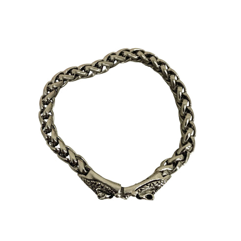 豹 双頭 シルバー ブレスレット メンズ