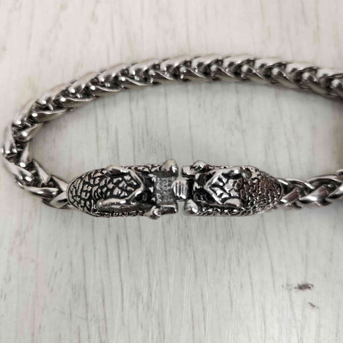 豹 双頭 シルバー ブレスレット メンズ