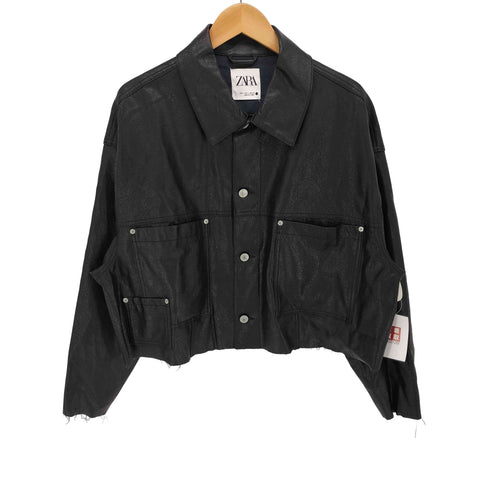 ザラ ZARA Leather Trucker Jacket レザー トラッカー ジャケット レディース import:L