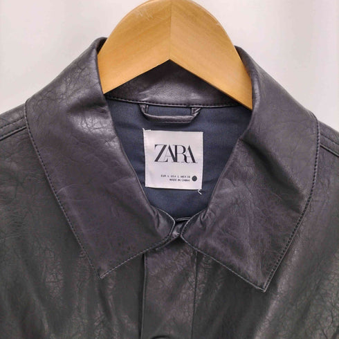 ザラ ZARA Leather Trucker Jacket レザー トラッカー ジャケット レディース import:L