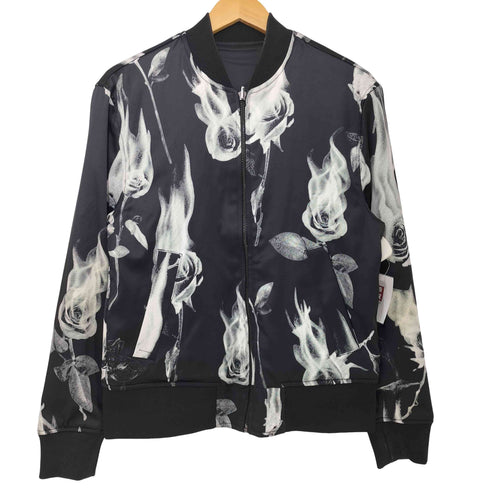 エイチアンドエム H&M 薔薇 炎 総柄 リバーシブル MA-1 ナイロン ブルゾン メンズ import:S
